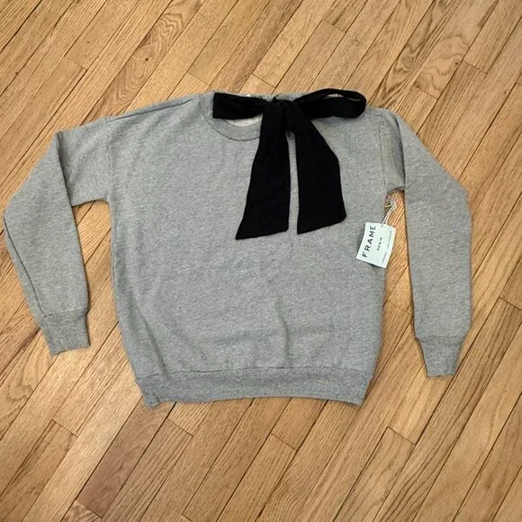 Frame Denim Bow Sweatshirt Crew Neck Pullover Casual NWT Size XS - Picture 9 of 13